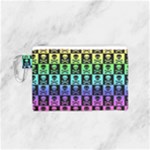 Rainbow Skull Checkerboard Canvas Cosmetic Bag (Small)