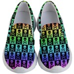 Rainbow Skull Checkerboard Kids Lightweight Slip Ons