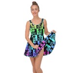 Rainbow Skull Checkerboard Inside Out Casual Dress