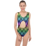 Rainbow Skull Checkerboard Center Cut Out Swimsuit
