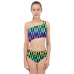 Rainbow Skull Checkerboard Spliced Up Two Piece Swimsuit