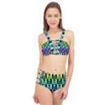 Rainbow Skull Checkerboard Cage Up Bikini Set