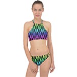Rainbow Skull Checkerboard Racer Front Bikini Set