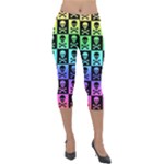 Rainbow Skull Checkerboard Lightweight Velour Capri Leggings 