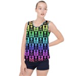 Rainbow Skull Checkerboard Bubble Hem Chiffon Tank Top