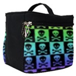 Rainbow Skull Checkerboard Make Up Travel Bag (Small)