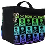 Rainbow Skull Checkerboard Make Up Travel Bag (Big)