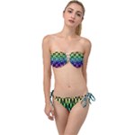 Rainbow Skull Checkerboard Twist Bandeau Bikini Set