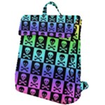 Rainbow Skull Checkerboard Flap Top Backpack