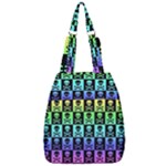 Rainbow Skull Checkerboard Center Zip Backpack