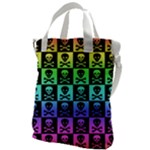 Rainbow Skull Checkerboard Canvas Messenger Bag