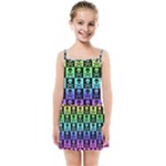 Rainbow Skull Checkerboard Kids  Summer Sun Dress
