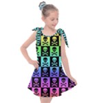 Rainbow Skull Checkerboard Kids  Tie Up Tunic Dress