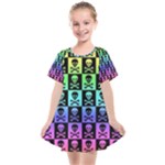 Rainbow Skull Checkerboard Kids  Smock Dress