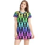 Rainbow Skull Checkerboard Women s Sports Skirt