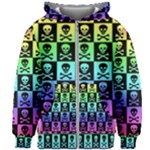 Rainbow Skull Checkerboard Kids  Zipper Hoodie Without Drawstring