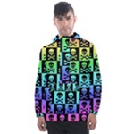 Rainbow Skull Checkerboard Men s Front Pocket Pullover Windbreaker