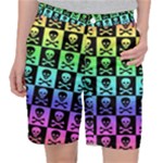 Rainbow Skull Checkerboard Pocket Shorts