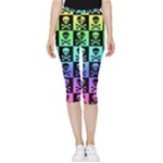 Rainbow Skull Checkerboard Inside Out Lightweight Velour Capri Leggings 