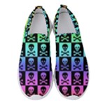 Rainbow Skull Checkerboard Women s Slip On Sneakers