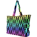 Rainbow Skull Checkerboard Simple Shoulder Bag