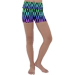 Rainbow Skull Checkerboard Kids  Lightweight Velour Yoga Shorts