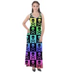 Rainbow Skull Checkerboard Sleeveless Velour Maxi Dress