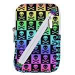 Rainbow Skull Checkerboard Belt Pouch Bag (Small)
