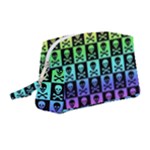 Rainbow Skull Checkerboard Wristlet Pouch Bag (Medium)