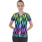 Rainbow Skull Checkerboard Short Sleeve Zip Up Jacket
