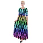 Rainbow Skull Checkerboard Half Sleeves Maxi Dress