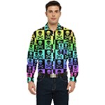 Rainbow Skull Checkerboard Men s Long Sleeve Pocket Shirt 