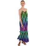 Rainbow Skull Checkerboard Cami Maxi Ruffle Chiffon Dress
