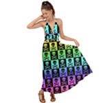Rainbow Skull Checkerboard Backless Maxi Beach Dress