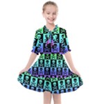 Rainbow Skull Checkerboard Kids  All Frills Chiffon Dress