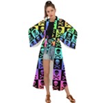 Rainbow Skull Checkerboard Maxi Kimono