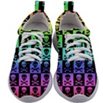Rainbow Skull Checkerboard Kids Athletic Shoes
