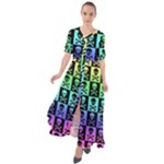 Rainbow Skull Checkerboard Waist Tie Boho Maxi Dress