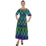 Rainbow Skull Checkerboard Shoulder Straps Boho Maxi Dress 