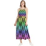 Rainbow Skull Checkerboard Boho Sleeveless Summer Dress