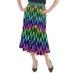 Rainbow Skull Checkerboard Midi Mermaid Skirt