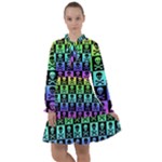 Rainbow Skull Checkerboard All Frills Chiffon Dress