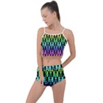Rainbow Skull Checkerboard Summer Cropped Co-Ord Set