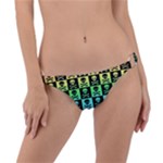 Rainbow Skull Checkerboard Ring Detail Bikini Bottom