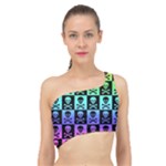 Rainbow Skull Checkerboard Spliced Up Bikini Top 