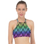 Rainbow Skull Checkerboard Racer Front Bikini Top