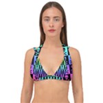 Rainbow Skull Checkerboard Double Strap Halter Bikini Top