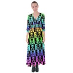 Rainbow Skull Checkerboard Button Up Maxi Dress