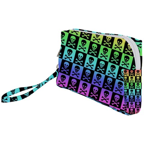 Rainbow Skull Checkerboard Wristlet Pouch Bag (Small) from ArtsNow.com