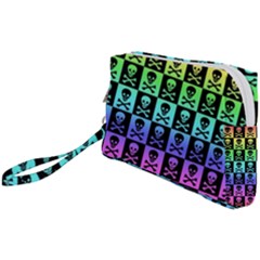 Rainbow Skull Checkerboard Wristlet Pouch Bag (Small) from ArtsNow.com